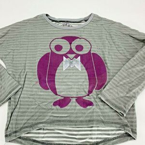MUDD Girl’s Gray Purple Penguin Graphic Long Sleeve T-Shirt Kid’s Size M/10/12